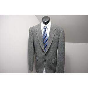 VTG Victory Tweed‎ Herringbone Wool Woven Blazer Sports Jacket Mens Size 42 L